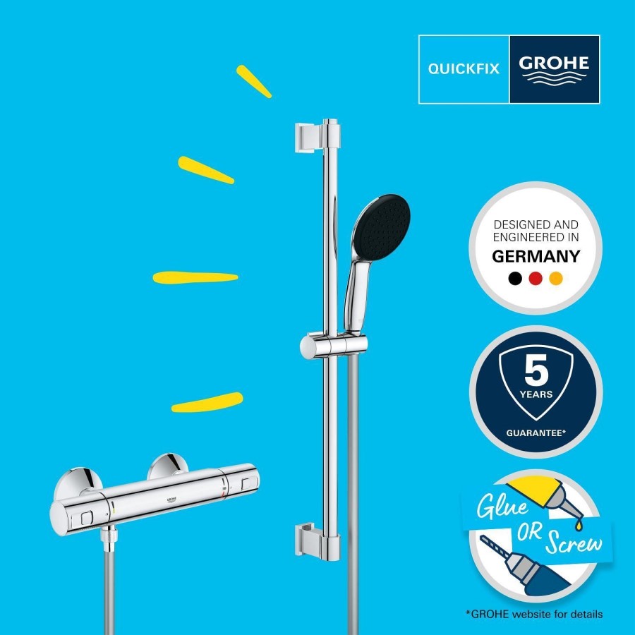 GROHE QuickFix Chrome Precision Start Thermostatic Shower Mixer