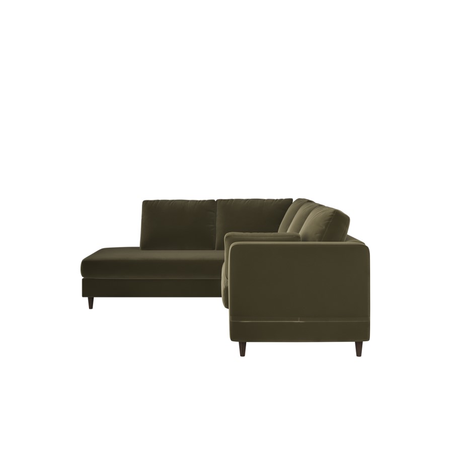 4 Seater Pull-Out Corner Sofa Bed with Storage in Olive Green Velvet - Boe