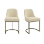 ONLY OPENED - Set of 2 Beige Upholstered Dining Chairs with Brass Legs - Callie