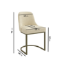 ONLY OPENED - Set of 2 Beige Upholstered Dining Chairs with Brass Legs - Callie