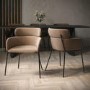 ONLY OPENED - Set of 2 Beige Velvet Curved Dining Chairs - Isla