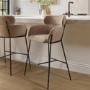 ONLY OPENED - Beige Velvet Curved Counter Stool - Isla
