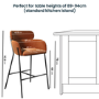 ONLY OPENED - Burnt Orange Velvet Curved Kitchen Stool with Back - Isla