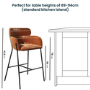 ONLY OPENED - Burnt Orange Velvet Curved Kitchen Stool with Back - Isla