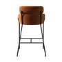 ONLY OPENED - Burnt Orange Velvet Curved Kitchen Stool with Back - Isla