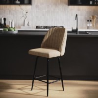 ONLY OPENED - Beige Faux Leather Swivel Kitchen Stool - Logan