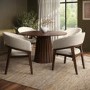 ONLY OPENED - Set of 2 Walnut and Beige Upholstered Curved Dining Chairs - Owen