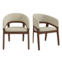 ONLY OPENED - Set of 2 Walnut and Beige Upholstered Curved Dining Chairs - Owen