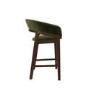 ONLY OPENED - Walnut & Olive Green Velvet Curved Kitchen Stool with Back - Owen
