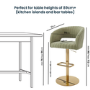 ONLY OPENED - Curved Sage Matt Velvet Adjustable Swivel Bar Stool with Gold Base - Runa
