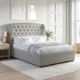 ONLY OPENED - Grey Fabric King Size Ottoman Bed with Winged Headboard - Safina