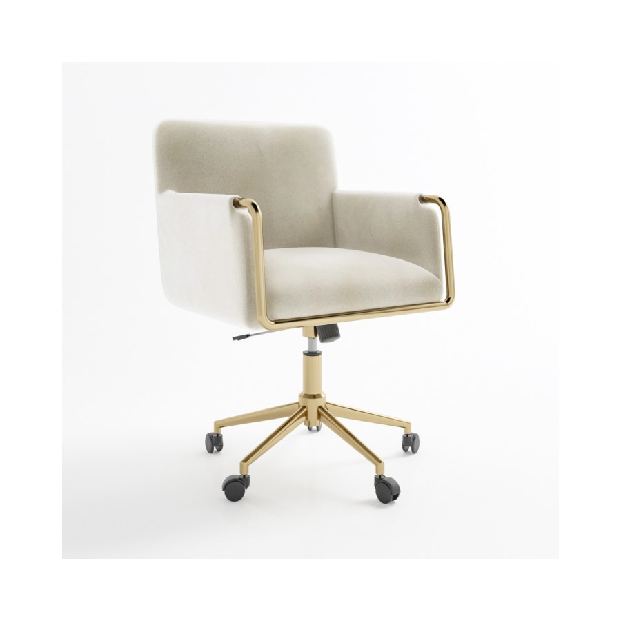 Cream Velvet Office Swivel Tub Chair - Sonny