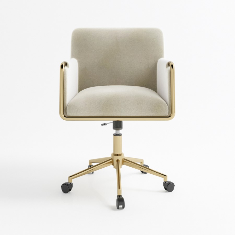 Cream Velvet Office Swivel Tub Chair - Sonny