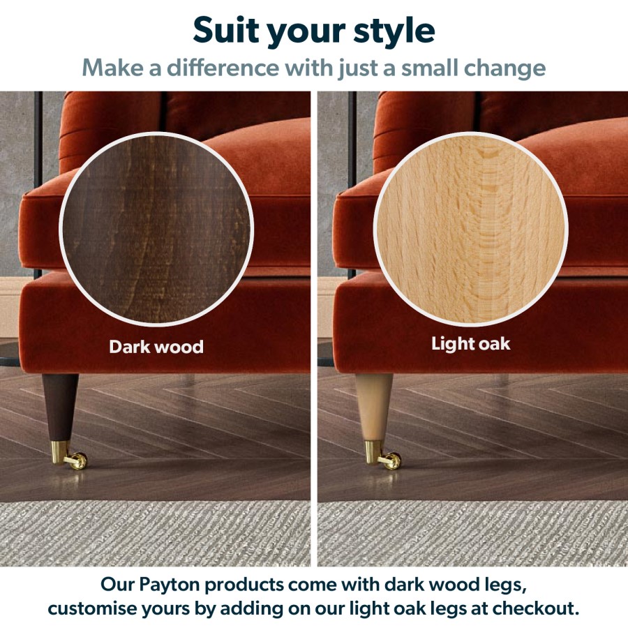 Burnt Orange Velvet 3 Seater Sofa and Armchair Set - Payton