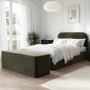 ONLY OPENED - Khaki Green Velvet Small Double Ottoman Bed - Zara