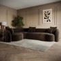 ONLY OPENED - Brown Velvet Left Hand Facing 4 Seater Curved Corner Sofa - Zuri