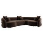 ONLY OPENED - Brown Velvet Left Hand Facing 4 Seater Curved Corner Sofa - Zuri