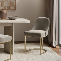 ALMOST PERFECT - Set of 2 Mink Velvet Dining Chairs with Gold Legs - Callie