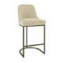 ALMOST PERFECT - Beige Upholstered Kitchen Stool with Brass Legs - Callie