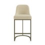 ALMOST PERFECT - Beige Upholstered Kitchen Stool with Brass Legs - Callie