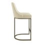 ALMOST PERFECT - Beige Upholstered Kitchen Stool with Brass Legs - Callie