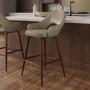 ALMOST PERFECT - Walnut and Beige Faux Leather Kitchen Stool with Back - Colbie
