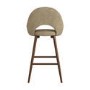 ALMOST PERFECT - Walnut and Beige Faux Leather Kitchen Stool with Back - Colbie
