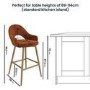 ALMOST PERFECT - Oak and Burnt Orange Upholstered Kitchen Stool with Back - Colbie