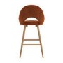 ALMOST PERFECT - Oak and Burnt Orange Upholstered Kitchen Stool with Back - Colbie