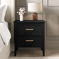 ALMOST PERFECT - Wide Black 2 Drawer Bedside Table - Delilah