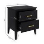 ALMOST PERFECT - Wide Black 2 Drawer Bedside Table - Delilah