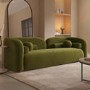 ALMOST PERFECT - Olive Green Velvet Curved 3 Seater Cloud Sofa - Elma