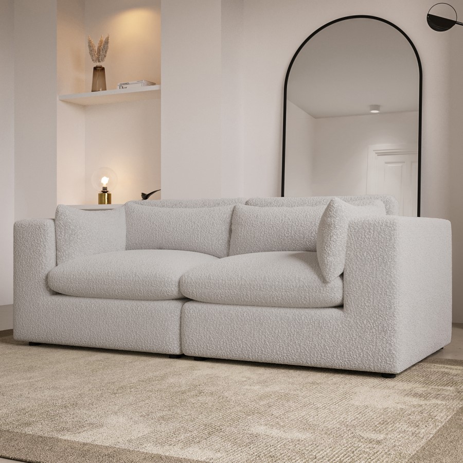 ALMOST PERFECT - Beige Boucle 3 Seater Sofa - Hudson