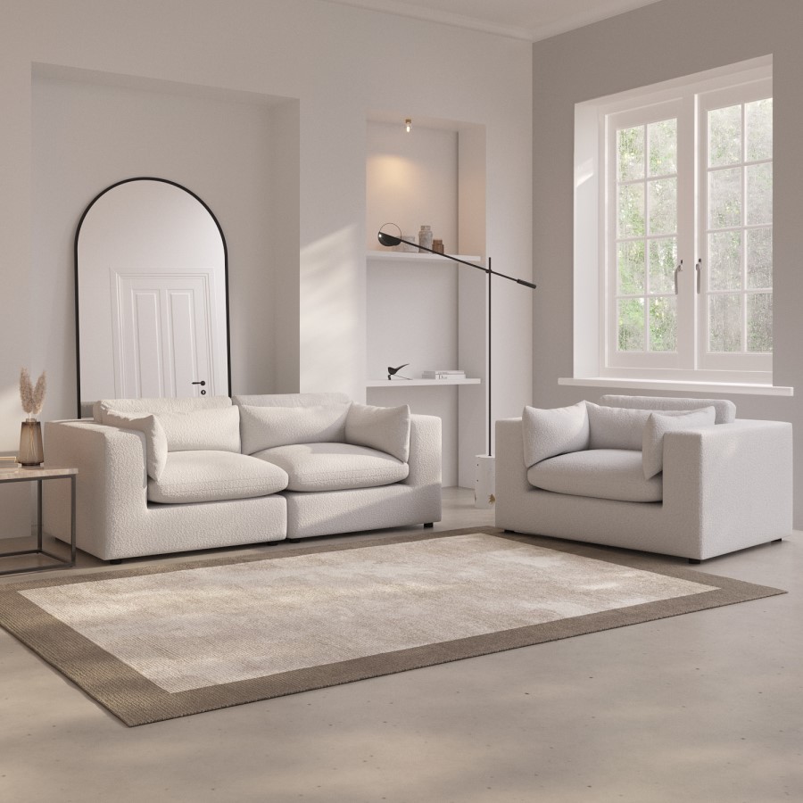 ALMOST PERFECT - Beige Boucle 3 Seater Sofa - Hudson