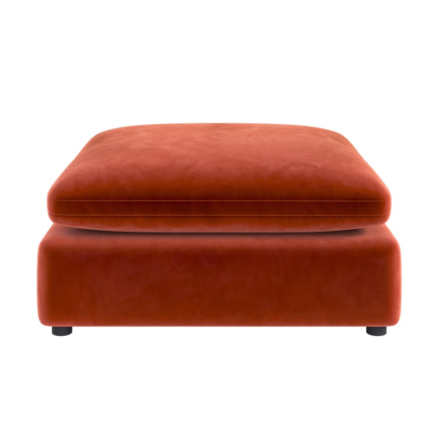 ONLY OPENED - Burnt Orange Velvet Footstool - Hudson