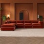 ALMOST PERFECT - Large Burnt Orange Velvet Reversible 5 Seater Chaise Corner Sofa - Hudson