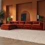 ALMOST PERFECT - Large Burnt Orange Velvet Reversible 5 Seater Chaise Corner Sofa - Hudson