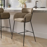 ALMOST PERFECT - Beige Faux Leather Curved Kitchen Stool with Back - Isla