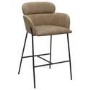 ALMOST PERFECT - Beige Faux Leather Curved Kitchen Stool with Back - Isla