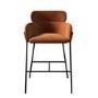 ALMOST PERFECT - Burnt Orange Velvet Curved Kitchen Stool with Back - Isla
