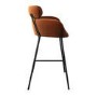 ALMOST PERFECT - Burnt Orange Velvet Curved Kitchen Stool with Back - Isla
