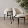 ALMOST PERFECT - Cream and Black Upholstered Curved Dining Chair with Wooden Exposed Back - Kori