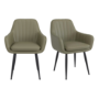 ALMOST PERFECT - Set of 2 Sage Green Faux Leather Dining Chairs - Logan