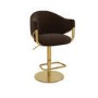 ALMOST PERFECT - Brown Velvet Adjustable Swivel Bar Stool with Gold Base - Ronnie