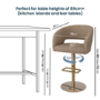 ALMOST PERFECT - Curved Beige Faux Leather Adjustable Swivel Bar Stool with Gold Base - Runa