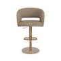 ALMOST PERFECT - Curved Beige Faux Leather Adjustable Swivel Bar Stool with Gold Base - Runa