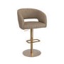 ALMOST PERFECT - Curved Beige Faux Leather Adjustable Swivel Bar Stool with Gold Base - Runa