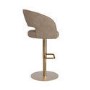 ALMOST PERFECT - Curved Beige Faux Leather Adjustable Swivel Bar Stool with Gold Base - Runa