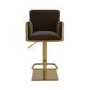 ALMOST PERFECT - Brown Velvet Adjustable Swivel Bar Stool with Gold Base - Sonny