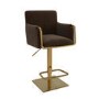 ALMOST PERFECT - Brown Velvet Adjustable Swivel Bar Stool with Gold Base - Sonny